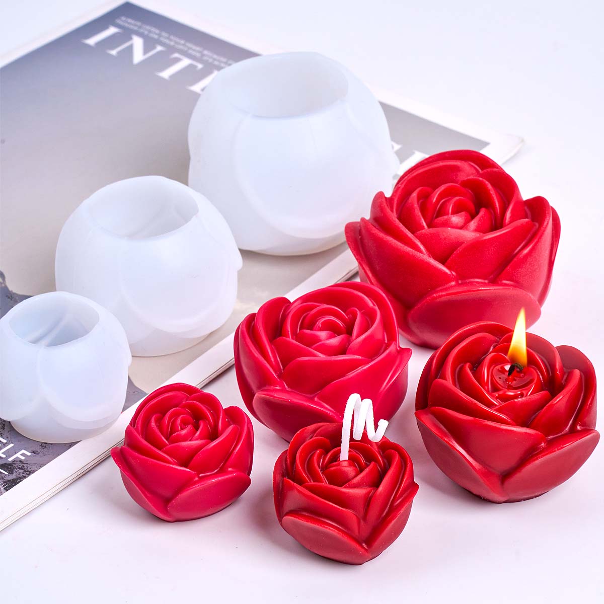 3D Flower Shape Silicone Candl - Home Fragrance Rose review and price